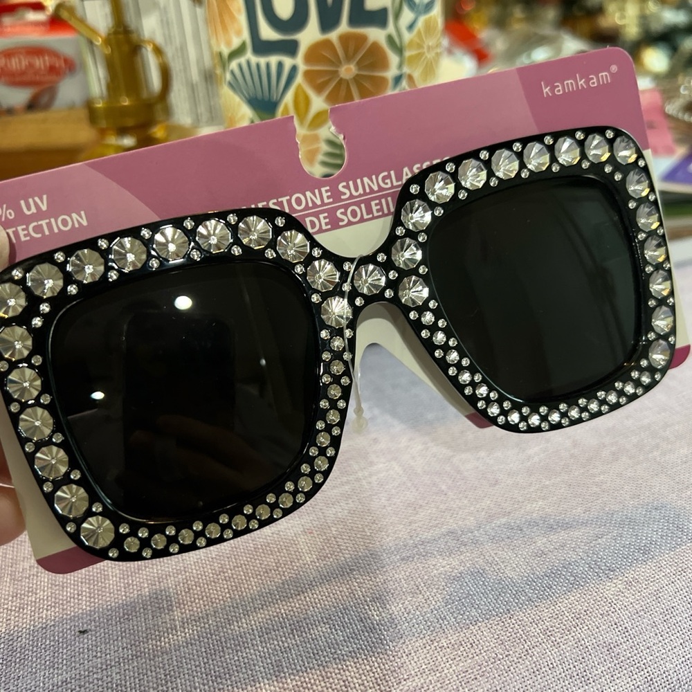 Black Rhinestone Sunglasses - Picture 2 of 3